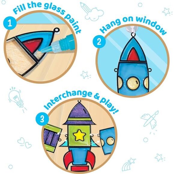 Window Art for Kids - Rocket | Suncatcher Kits for Kids, Arts and Crafts for Kid - Picture 3 of 7